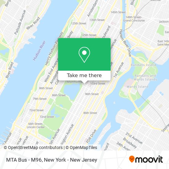 MTA Bus - M96 map