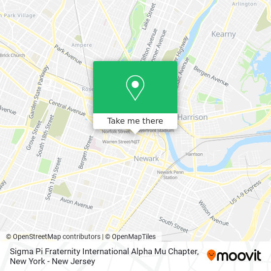 Mapa de Sigma Pi Fraternity International Alpha Mu Chapter