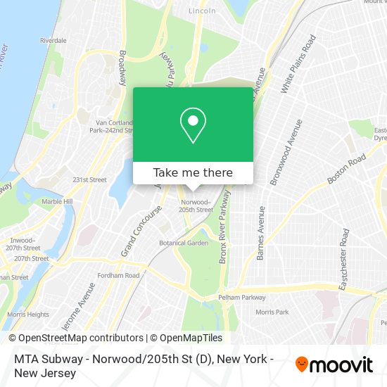 Mapa de MTA Subway - Norwood / 205th St (D)