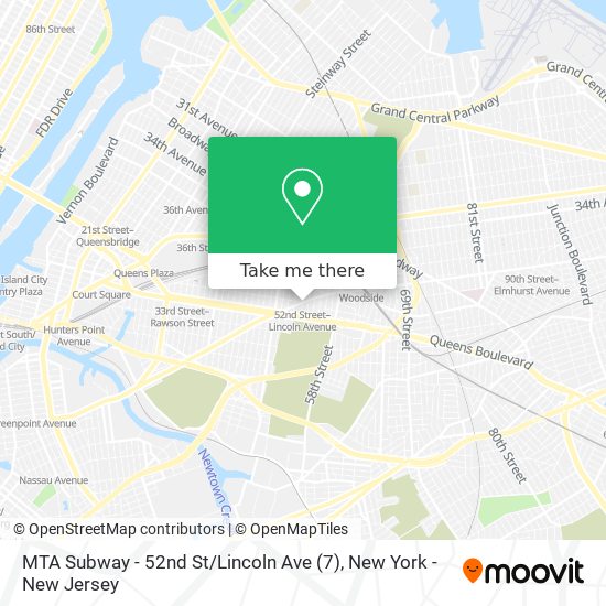 Mapa de MTA Subway - 52nd St / Lincoln Ave (7)
