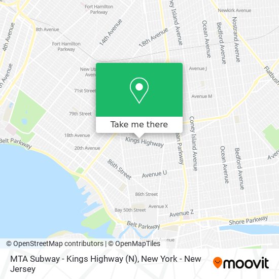 Mapa de MTA Subway - Kings Highway (N)