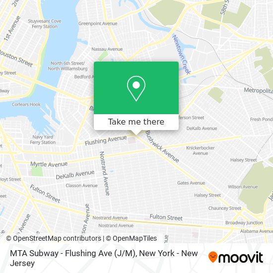 Mapa de MTA Subway - Flushing Ave (J / M)