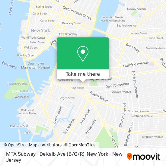 Mapa de MTA Subway - DeKalb Ave (B / Q/R)
