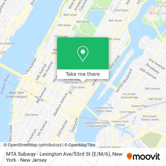 MTA Subway - Lexington Ave / 53rd St (E / M/6) map