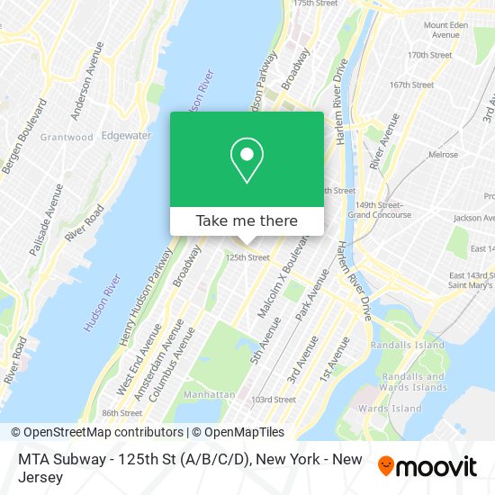 MTA Subway - 125th St (A / B/C / D) map