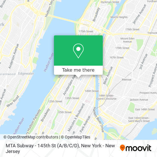 Mapa de MTA Subway - 145th St (A / B/C / D)