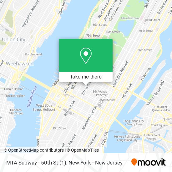 MTA Subway - 50th St (1) map