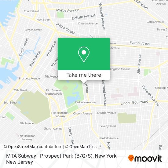 Mapa de MTA Subway - Prospect Park (B / Q/S)