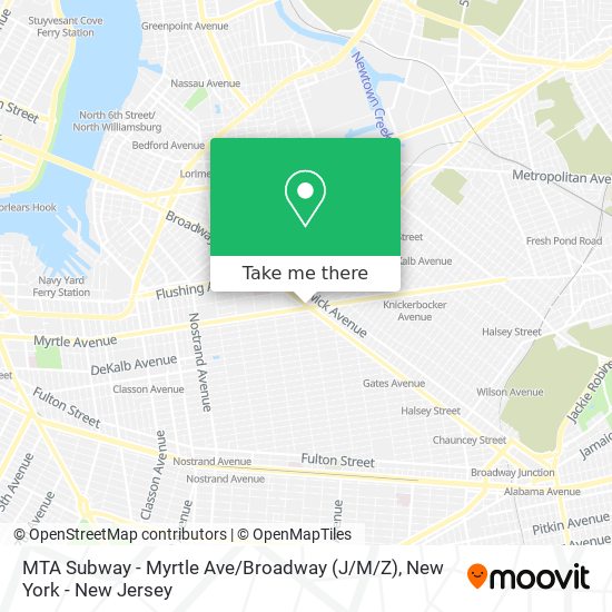 Mapa de MTA Subway - Myrtle Ave / Broadway (J / M/Z)