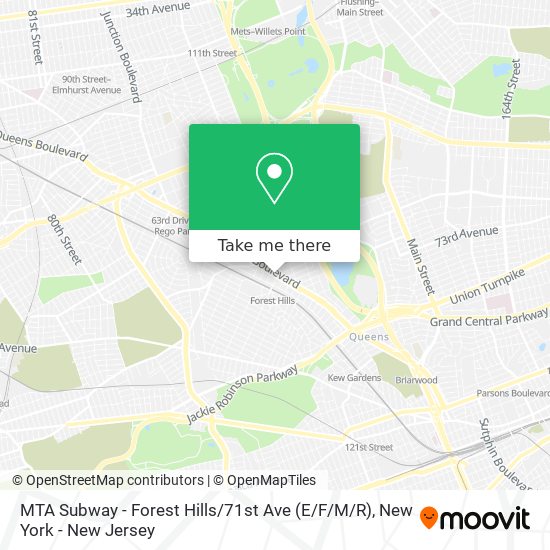 Mapa de MTA Subway - Forest Hills / 71st Ave (E / F/M / R)