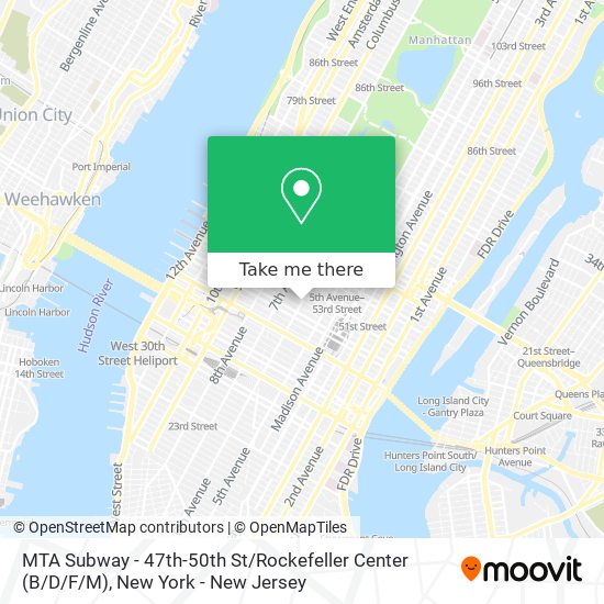 Mapa de MTA Subway - 47th-50th St / Rockefeller Center (B / D/F / M)
