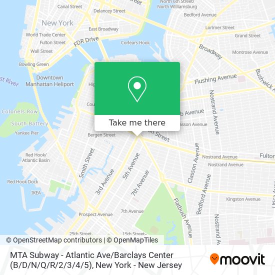 Mapa de MTA Subway - Atlantic Ave / Barclays Center (B / D/N / Q/R / 2/3 / 4/5)