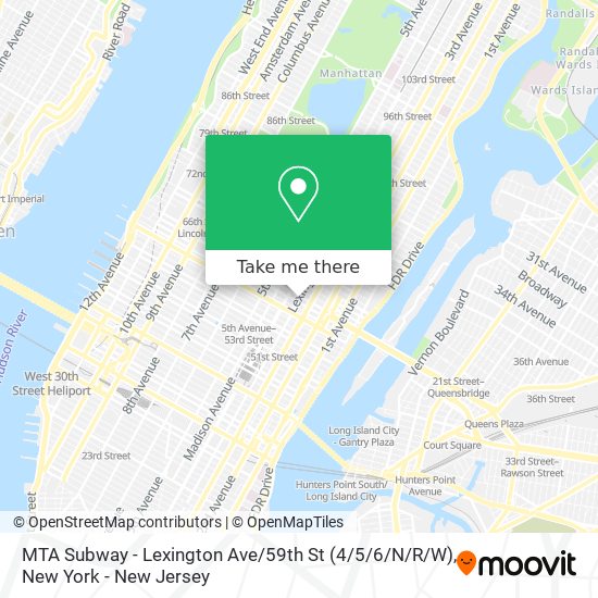 MTA Subway - Lexington Ave / 59th St (4 / 5/6 / N/R / W) map