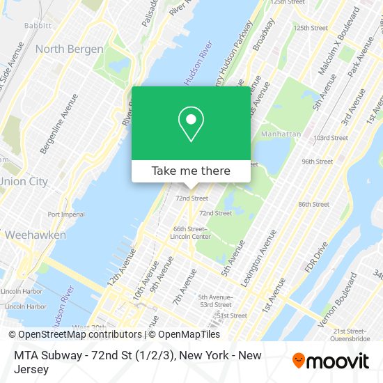 Mapa de MTA Subway - 72nd St (1/2/3)