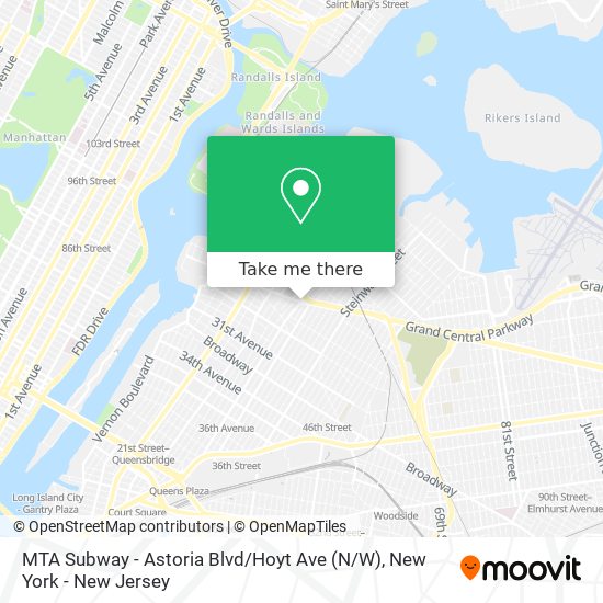 Mapa de MTA Subway - Astoria Blvd / Hoyt Ave (N / W)