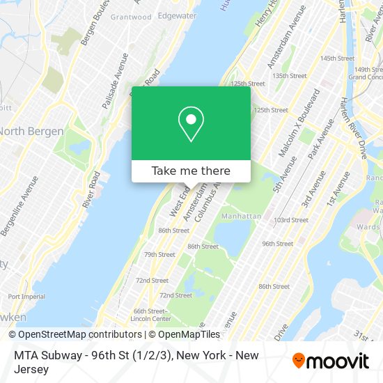 Mapa de MTA Subway - 96th St (1/2/3)