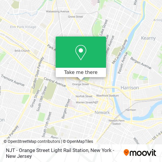 Mapa de NJT - Orange Street Light Rail Station