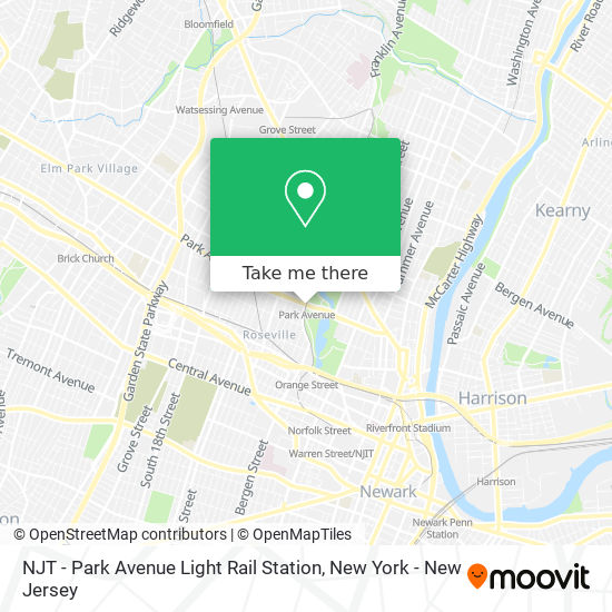 Mapa de NJT - Park Avenue Light Rail Station