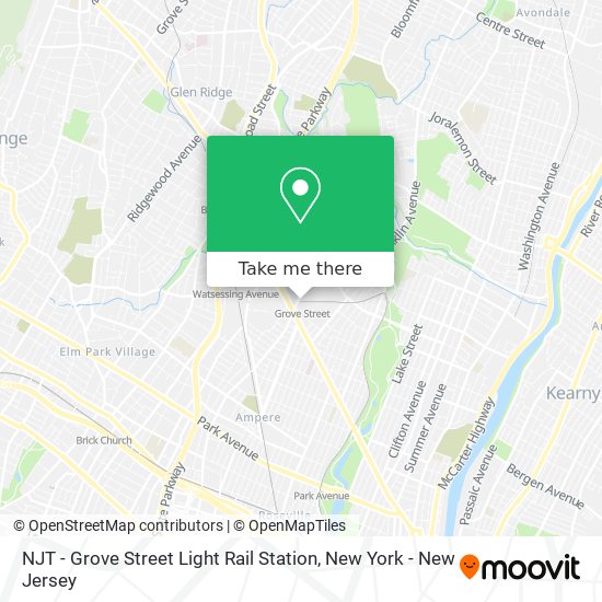 Mapa de NJT - Grove Street Light Rail Station