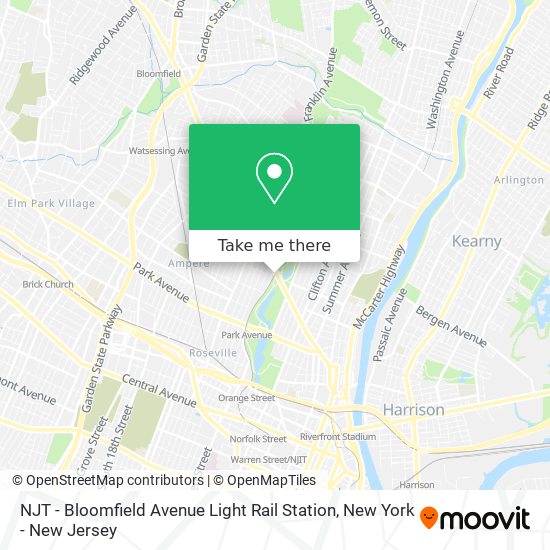 Mapa de NJT - Bloomfield Avenue Light Rail Station