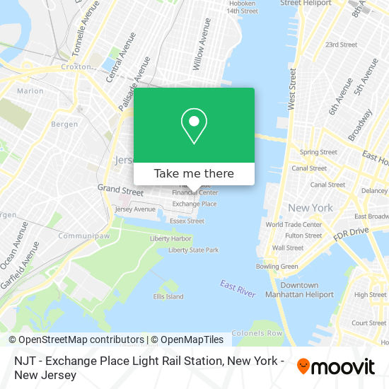 Mapa de NJT - Exchange Place Light Rail Station