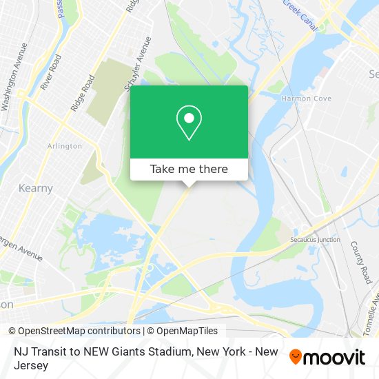 NJ Transit to NEW Giants Stadium map