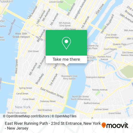 Mapa de East River Running Path - 23rd St Entrance