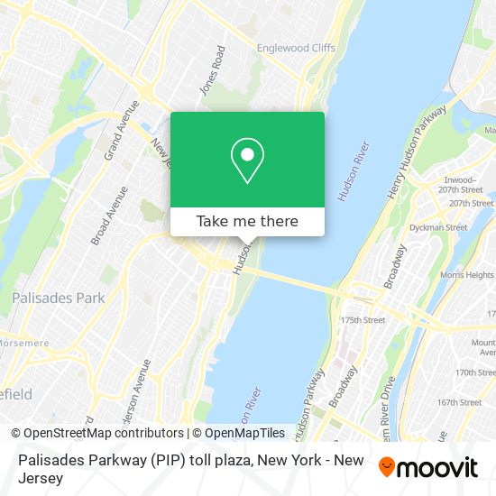 Mapa de Palisades Parkway (PIP) toll plaza
