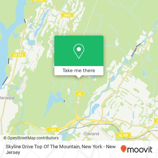 Mapa de Skyline Drive Top Of The Mountain