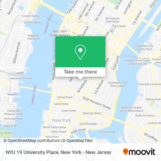 Mapa de NYU 19 University Place