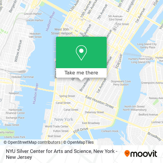 NYU Silver Center for Arts and Science map