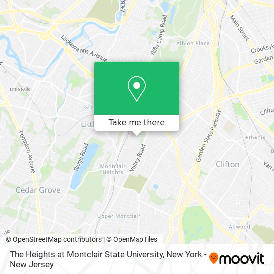 Mapa de The Heights at Montclair State University