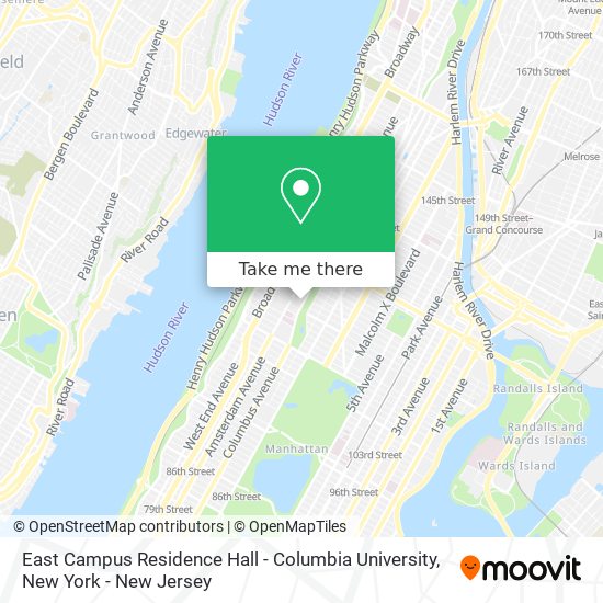 Mapa de East Campus Residence Hall - Columbia University