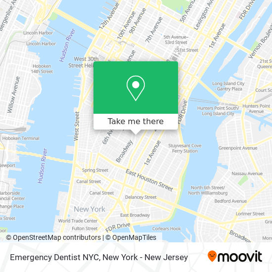 Emergency Dentist NYC map