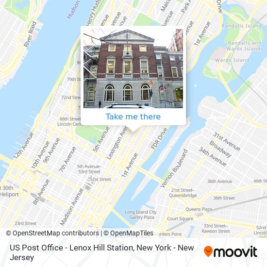 US Post Office - Lenox Hill Station map