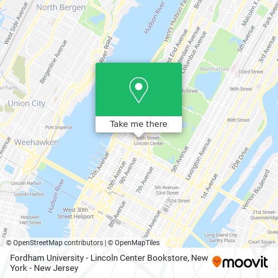 Mapa de Fordham University - Lincoln Center Bookstore
