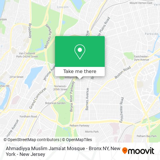 Ahmadiyya Muslim Jama'at Mosque - Bronx NY map