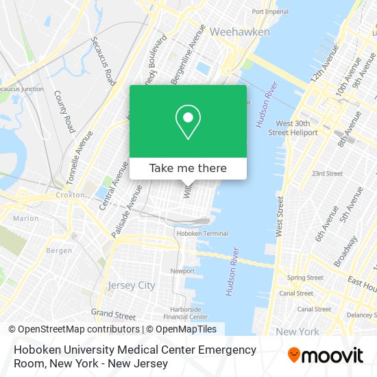 Mapa de Hoboken University Medical Center Emergency Room