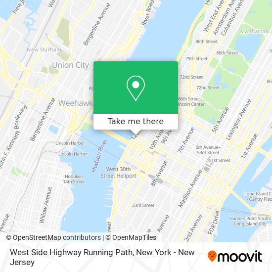 West Side Highway Running Path map