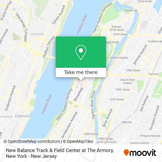 New Balance Track & Field Center at The Armory map