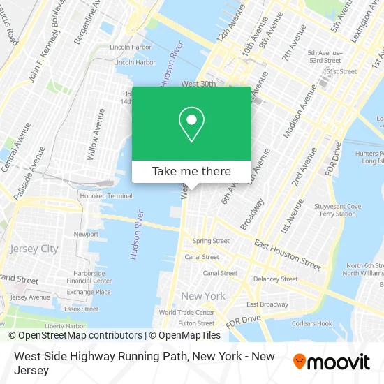 West Side Highway Running Path map