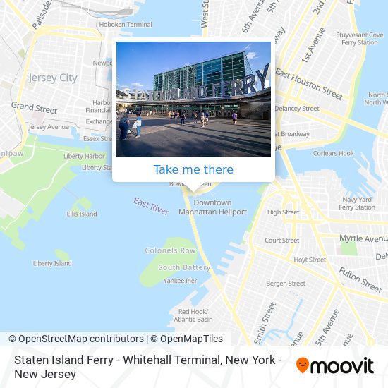 Mapa de Staten Island Ferry - Whitehall Terminal