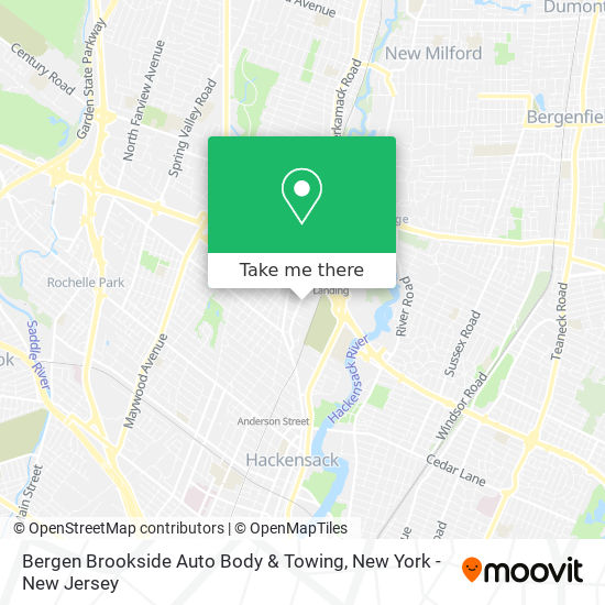 Bergen Brookside Auto Body & Towing map
