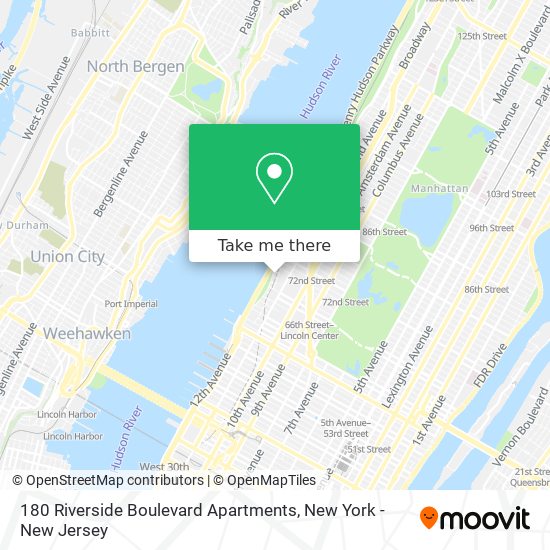 Mapa de 180 Riverside Boulevard Apartments