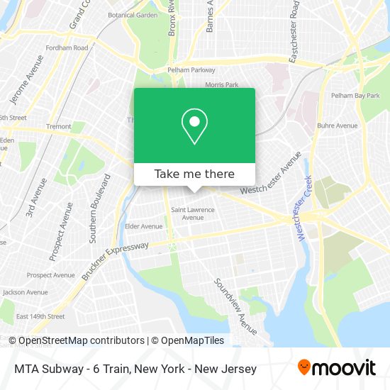 Mapa de MTA Subway - 6 Train