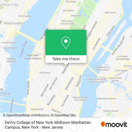 Mapa de DeVry College of New York Midtown Manhattan Campus