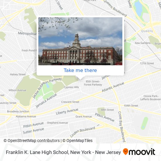 Franklin K. Lane High School map