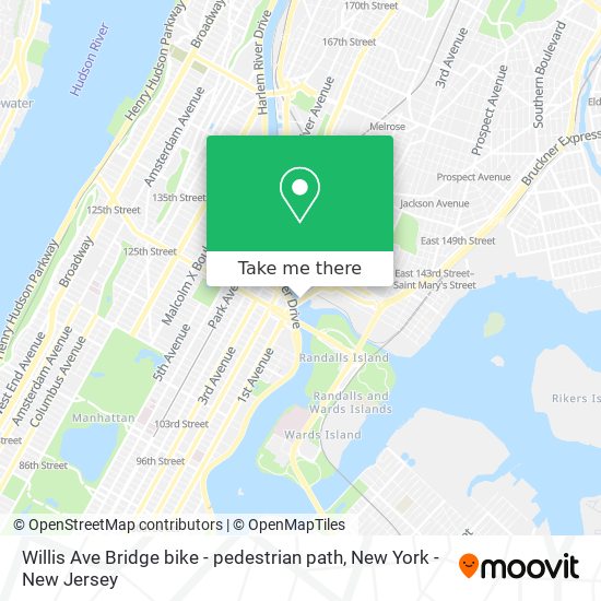 Mapa de Willis Ave Bridge bike - pedestrian path