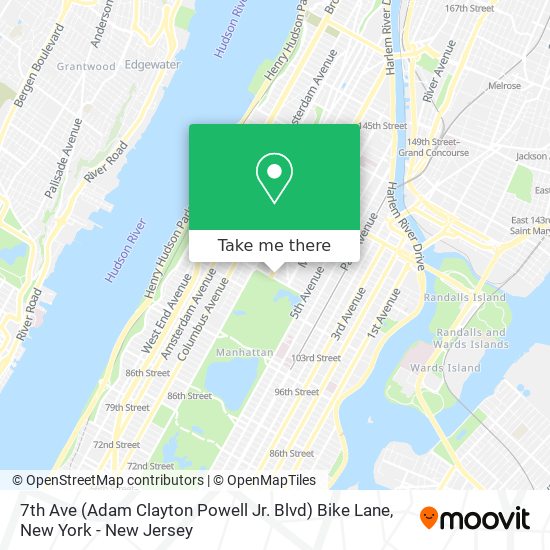 Mapa de 7th Ave (Adam Clayton Powell Jr. Blvd) Bike Lane