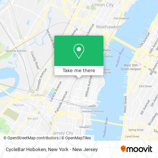 CycleBar Hoboken map